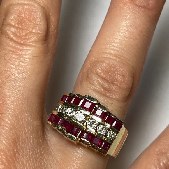 ruby and diamond 14k yg - Picture 2 of 2